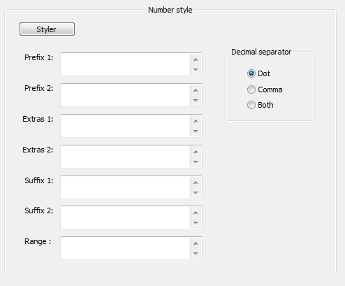 Numbers dialog